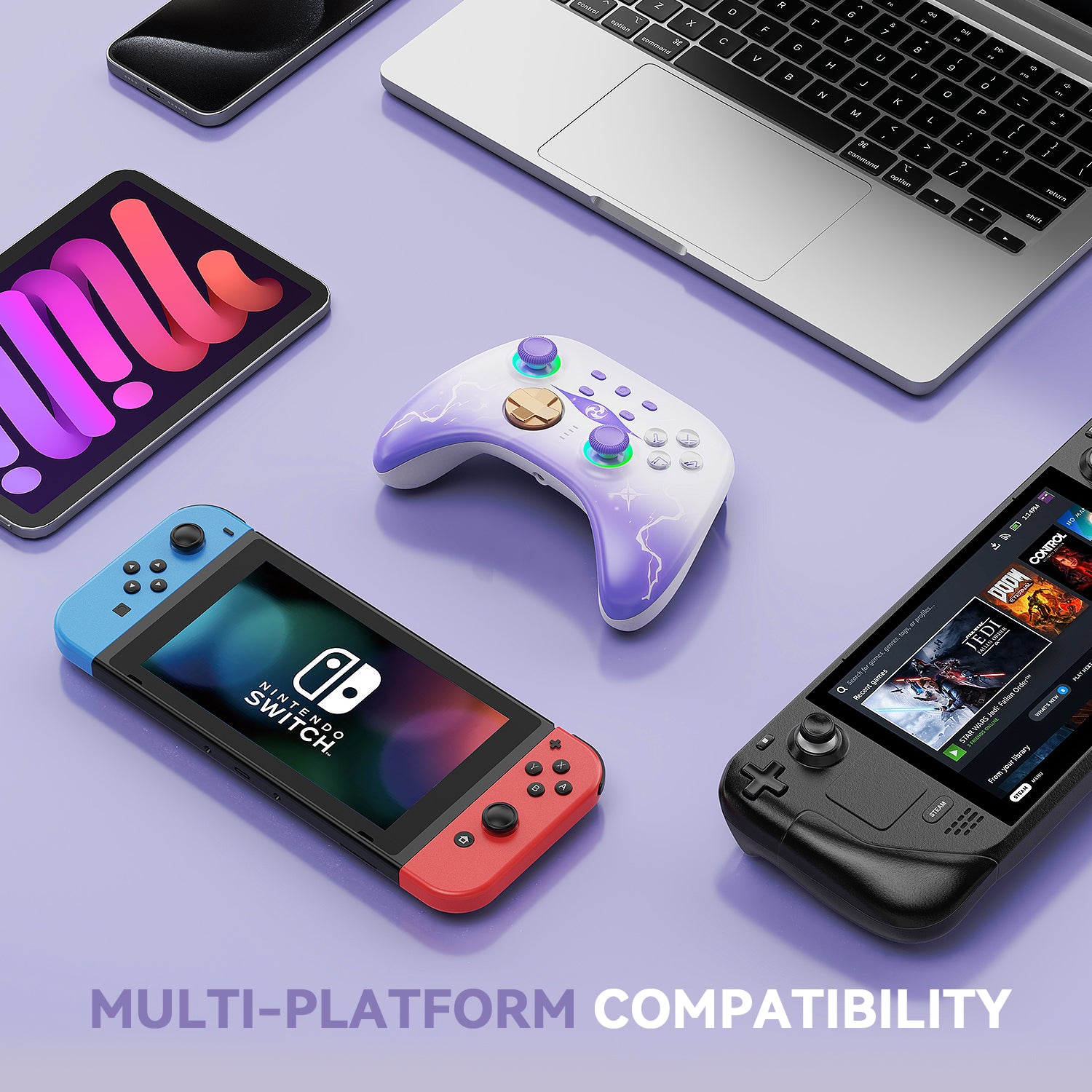 Wireless Game Controller with Hall Effect Joysticks Triggers(No Drift), Bluetooth Gamepad for Nintendo Switch, Windows PC iOS Android Steam with Headphones Jack/Programmable/Turbo/Wakeup Purpel Wireless Game Controller with Hall Effect Joysticks Triggers(No Drift), Bluetooth Gamepad for Nintendo Switch, Windows PC iOS Android Steam with Headphones Jack/Programmable/Turbo/Wakeup Purpel